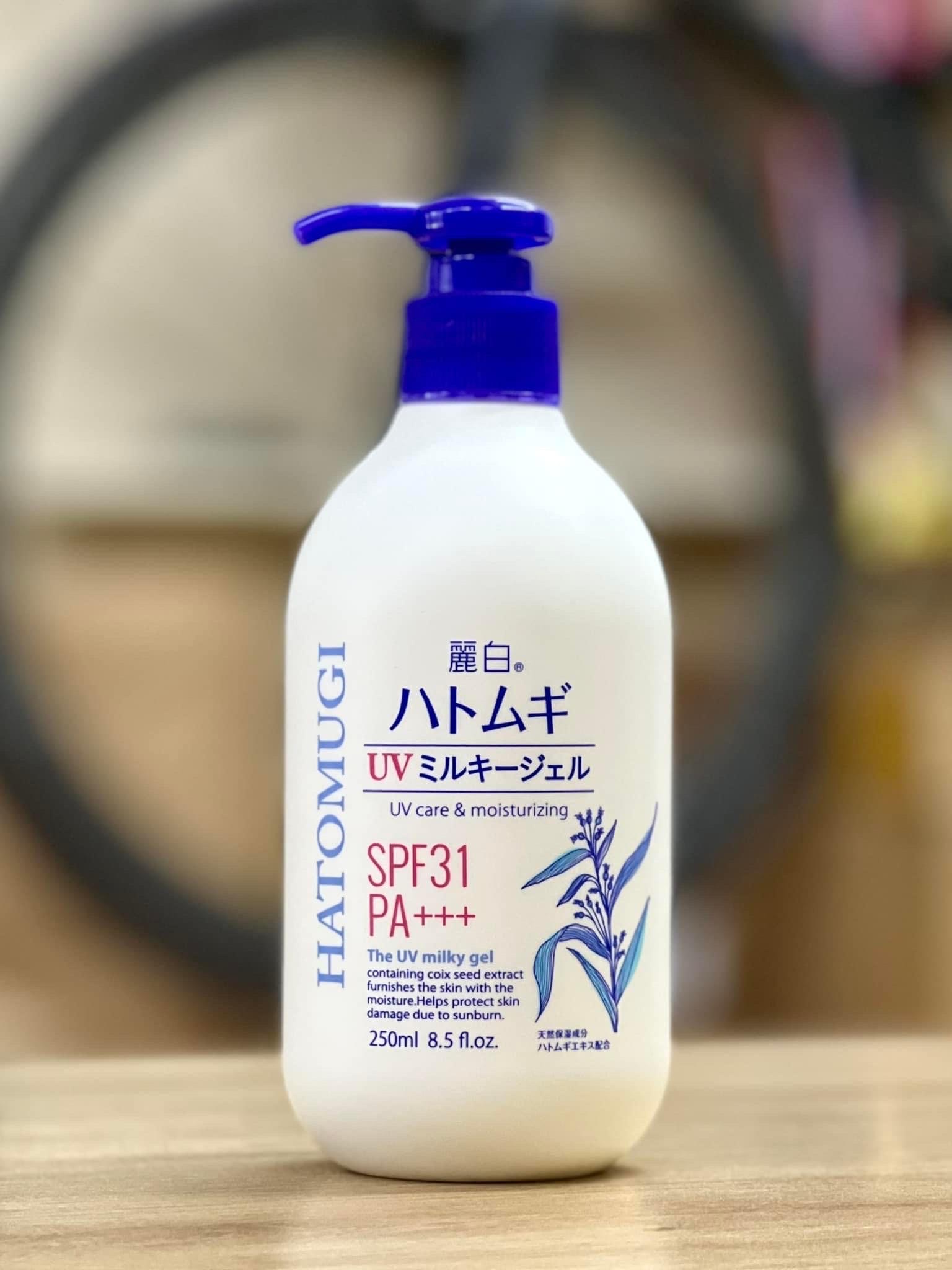 Sữa dưỡng thể chống nắng Hatomugi UV Milky Gel Kumano 250ml